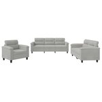 vidaXL Ensemble de canapés 3 Pièces coussins gris clair tissu microfibre