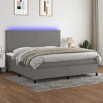 vidaXL Sommier à lattes de lit et matelas et LED Gris foncé 200x200 cm