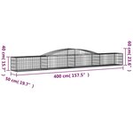 vidaXL Paniers à gabions arqués 5 Pièces 400x50x40/60 cm Fer galvanisé