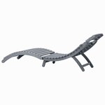 vidaXL Chaise longue avec coussin Gris Bois d'acacia solide