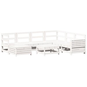 vidaXL Salon de jardin 8 Pièces blanc bois de pin massif