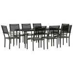 vidaXL Ensemble à manger de jardin 9 Pièces noir textilène et acier