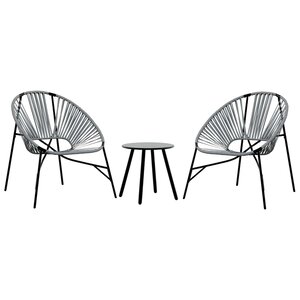 vidaXL Lot de 3 Chaise de jardin noir et gris clair résine tressée