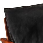 vidaXL Canapé 2 places noir cuir véritable et bois d'acacia solide