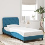 vidaXL Cadre de lit avec lumières LED bleu 90x200 cm velours