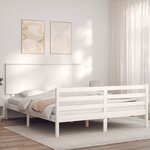 vidaXL Cadre de lit avec tête de lit blanc King Size bois massif