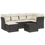 vidaXL Salon de jardin 7 Pièces avec coussins noir résine tressée