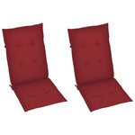 vidaXL Chaises de jardin lot de 2 et coussins bordeaux Teck massif