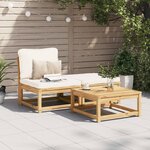 vidaXL Salon de jardin 3 Pièces avec coussins bois massif d'acacia