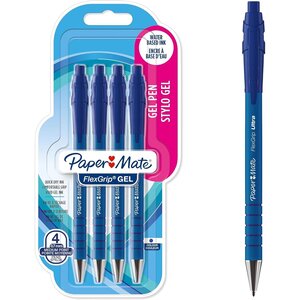 Etui de 4 Stylsod Encre Gel FlexGrip GEL Pointe Moyenne Bleu Paper Mate