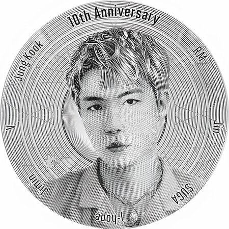 Pièce de monnaie en Argent g 12.6 Millésime 2023 BTS 10th Anniversary J HOPE BTS