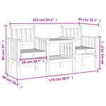 vidaXL Banc de jardin avec table 2 places noir bois massif de pin