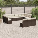vidaXL Salon de jardin avec coussins 13 Pièces marron résine tressée