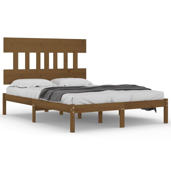 vidaXL Cadre de lit Marron miel Bois massif 200x200 cm