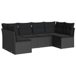 vidaXL Salon de jardin 6 Pièces avec coussins noir résine tressée