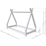 Lit Tipi enfant bois massif gris 80 x 160 cm