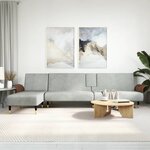 vidaXL Canapé-lit en forme de L gris clair 279x140x70 cm velours