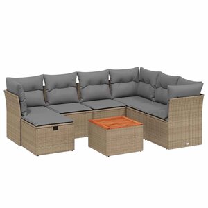 vidaXL Salon de jardin avec coussins 8Pièces mélange beige résine tressée