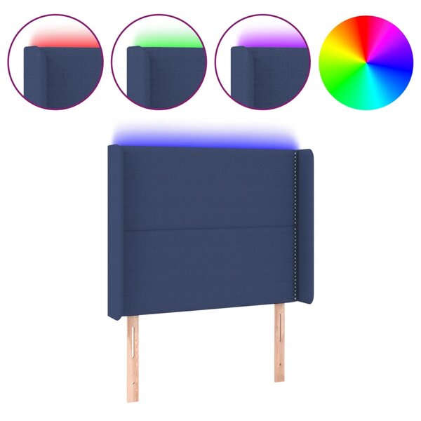 vidaXL Tête de lit à LED Bleu 83x16x118/128 cm Tissu