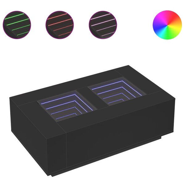 vidaXL Table basse avec LED infini noir 116x69x40 cm