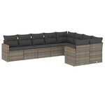 vidaXL Salon de jardin 9 Pièces avec coussins gris résine tressée