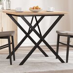 vidaXL Table à manger cadre en X 90x90x75 5cm bois de pin massif fonte