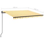 vidaXL Auvent manuel rétractable avec LED 3 5x2 5 m Jaune et blanc