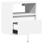 vidaXL Table de chevet murale avec lumières LED blanc