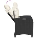 vidaXL Chaise inclinable de jardin avec coussins noir résine tressée