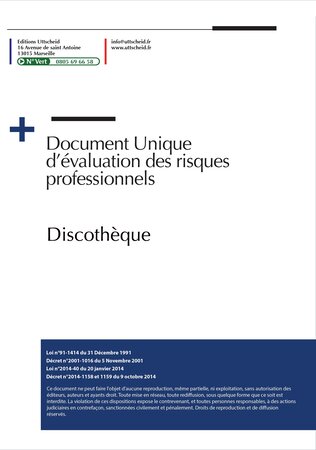 Document unique d'évaluation des risques professionnels métier (Pré-rempli) : Discothèque - Version 2024 UTTSCHEID