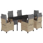 vidaXL Ensemble à manger de jardin coussins 7 Pièces mélange beige rotin