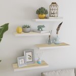 vidaXL Étagères flottantes 4 Pièces chêne et blanc 60x23 5x3 8 cm MDF