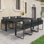 vidaXL Salon de jardin 7 Pièces PVC Résine tressée Noir
