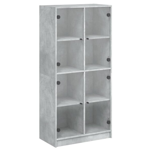 vidaXL Buffet haut avec portes gris béton 68x37x142 cm bois ingénierie