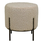 Pouf en fausse peau d'agneau marron clair aux pieds noirs Ø 35 5 x 37 cm