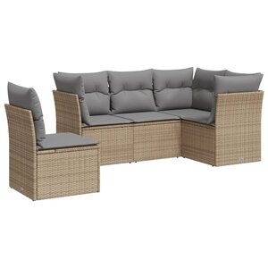 vidaXL Salon de jardin avec coussins 5 Pièces beige résine tressée