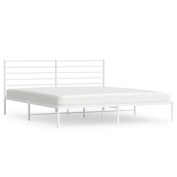 vidaXL Cadre de lit métal avec tête de lit blanc 183x213 cm