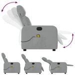 vidaXL Fauteuil de massage inclinable Gris clair Tissu