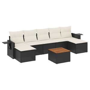vidaXL Salon de jardin 8 Pièces avec coussins noir résine tressée