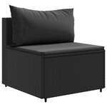 vidaXL Salon de jardin 4 Pièces avec coussins Noir Résine tressée