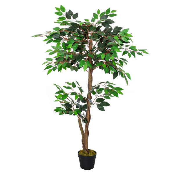 Arbre artificiel plante artificiel ficus hauteur 1 2 m tronc branches liane lichen feuilles grand réalisme pot inclus