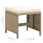 vidaXL Tabourets de jardin 4 Pièces avec coussins Résine tressée Beige