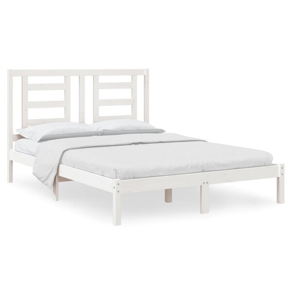vidaXL Cadre de lit Blanc Bois de pin massif 140x190 cm