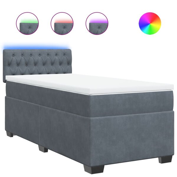 vidaXL Sommier à lattes de lit avec matelas Gris foncé 100x200 cm