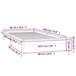 vidaXL Cadre de lit à LED marron miel 90x190 cm simple bois massif