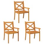 vidaXL Chaises à manger d'extérieur lot de 3 Bois d'acacia massif