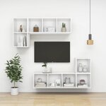 vidaXL Meuble TV mural Blanc 37x37x107 cm Bois d’ingénierie