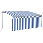 vidaXL Auvent manuel rétractable avec store 3x2 5 m Bleu et blanc