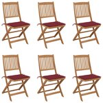 vidaXL Chaises pliables de jardin 6 Pièces avec coussins Bois d'acacia