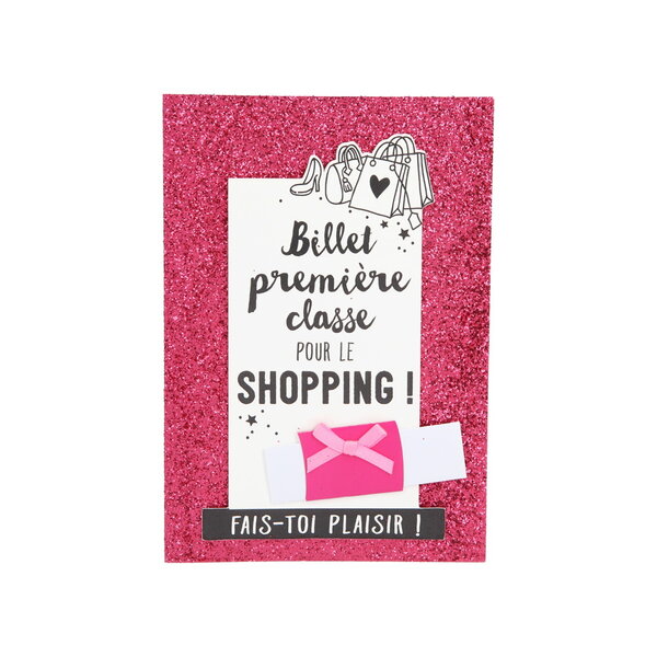 Carte de voeux paillettes - anniversaire - billet première classe